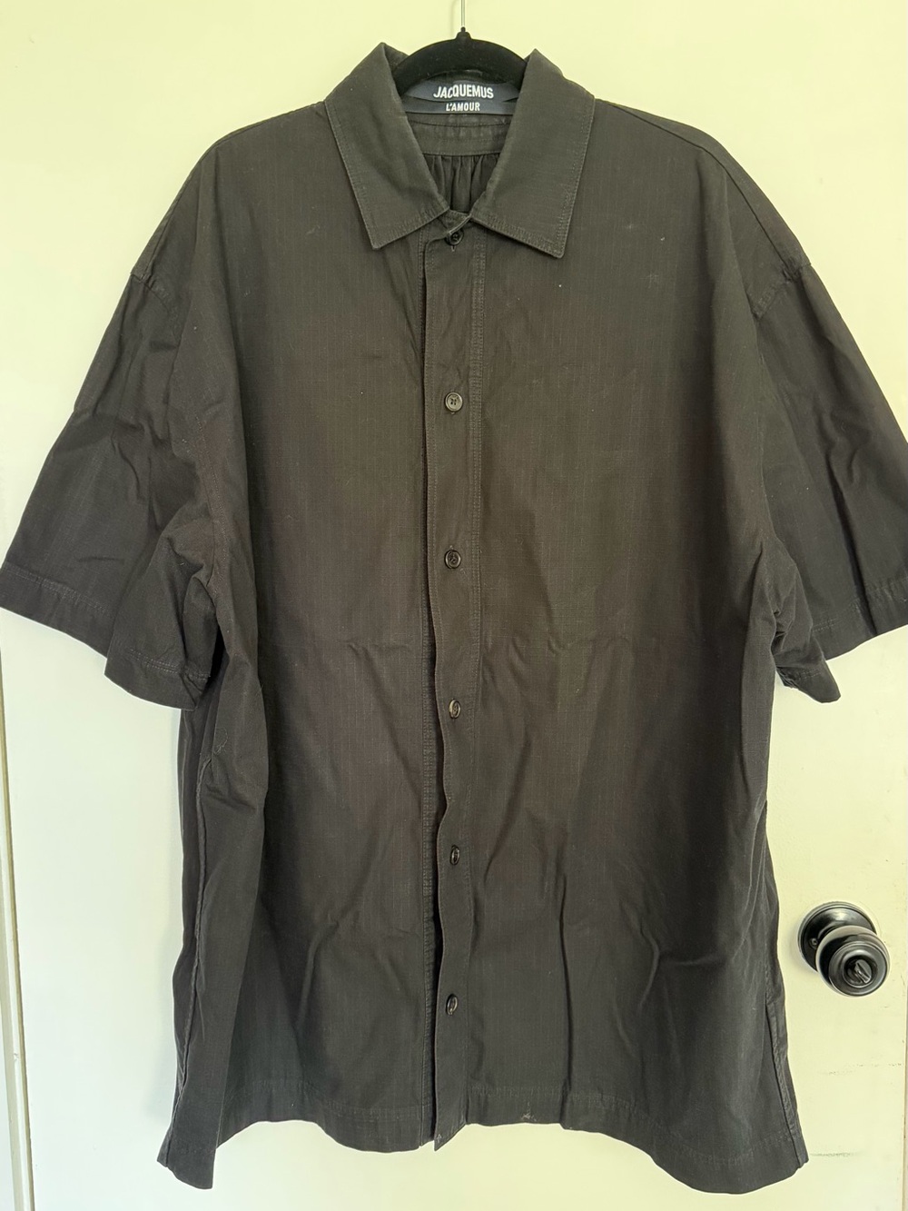 Jacquemus Men's Black Short-Sleeve Button-Down Shirt